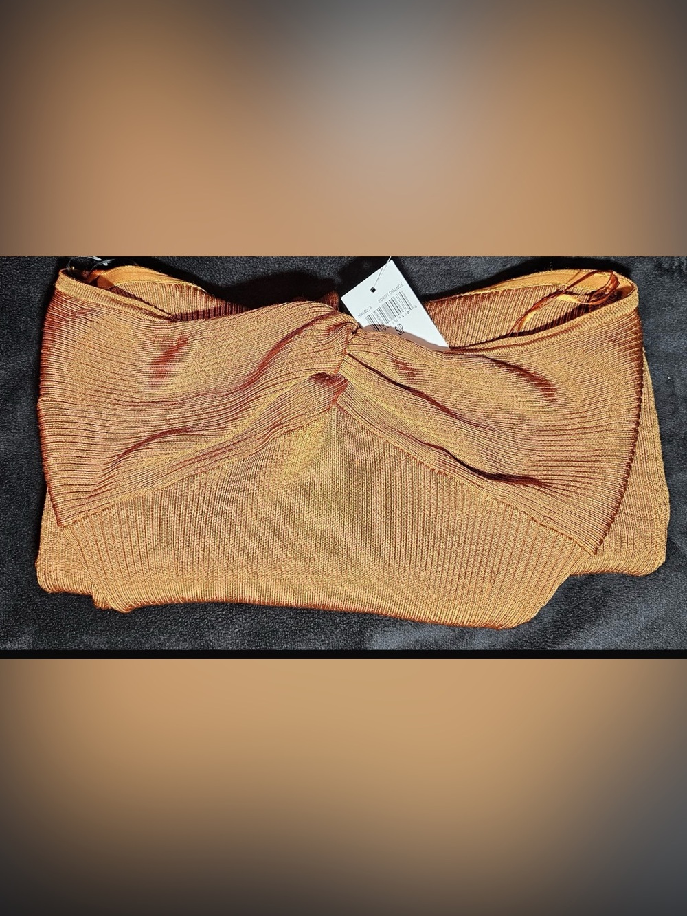 🤎 House of Harlow 1960 Burnt Orange Ribbed One Shoulder Midi Dress S NWT - Picture 11 of 14